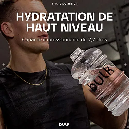 Bulk Gourde D'eau, Gourde de Sport, Clair, 2,2 Litres