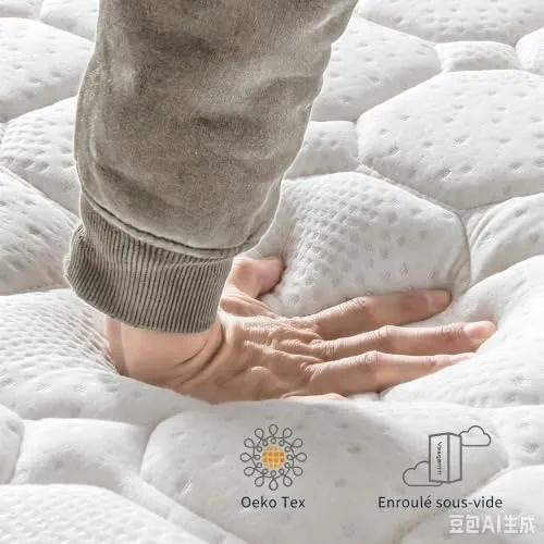 Vesgantti Matelas 90x190cm, 20cm Épaisseur, Matelas à Ressorts ensachés Indépendant, Confort 7 Zones de dureté H3, Soutien Parfait, Respirant, Oeko-tex (Blanc, Tight Top)