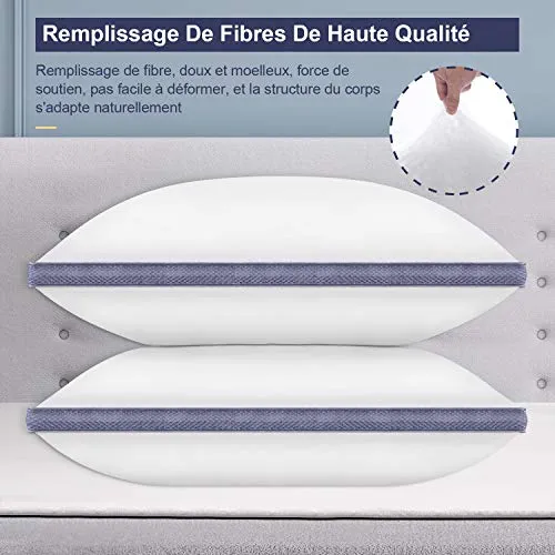 BedStory Lot de 2 Oreillers 50 x 70CM, en Microfibre de Haute Qualité, Respirant avec Maille, Doux et Confortable, Anti-Acarien et Hypoallergénique