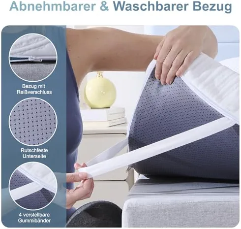 Hiimgo Surmatelas en gel 180 x 200 cm H3/H4 - Hauteur 10 cm - En mousse froide - Avec housse lavable - Pour lit à sommier tapissier, canapé-lit