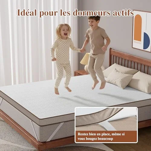 BedStory Surmatelas 140 x 190 à Mémoire de Forme de 7,5CM Surmatelas Réversible Mousse avec Gel Plus Respirant, avec Design Antidérapant et Certification de Sécurité, Déhoussable et Lavable