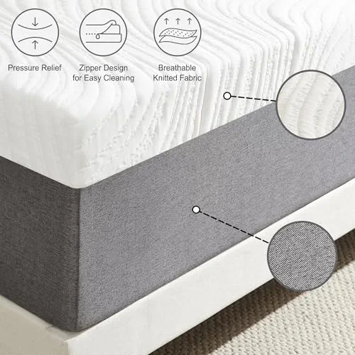 Twirest Matelas double de 20 cm avec mousse à mémoire de forme et anti-acariens, respirant, housse amovible sculptée, matelas dans une boîte, soutien des bords pour soutenir le sommeil (135 x 190 x 20