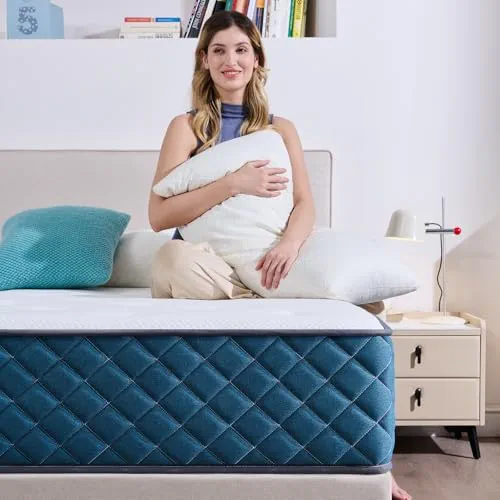 Hiimgo Matelas 160x200x22 cm Matelas à Ressorts Ensachés Indépendant et Mousse à Mémoire De Forme, Dureté Moyenne, Durable, Soutien Parfait, Respirant (160x200x22)