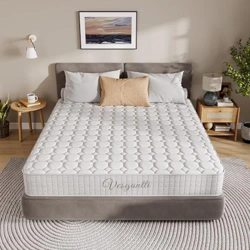 Vesgantti Matelas 90x190cm, 20cm Épaisseur, Matelas à Ressorts ensachés Indépendant, Confort 7 Zones de dureté H3, Soutien Parfait, Respirant, Oeko-tex (Blanc, Tight Top)