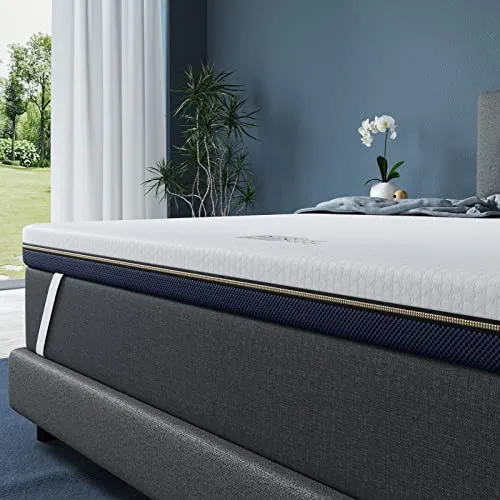 BedStory Surmatelas Mémoire de Forme Ventilé 160x200CM x 10CM Gel Infusé, Haute Densité Housse Hypoallergénique Lavable