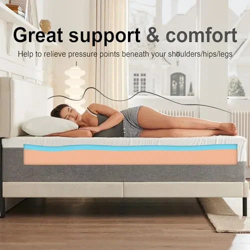 Twirest Matelas simple en mousse à mémoire de forme, fermeté moyenne, respirant, tricoté, tissu doux et doux pour la peau, dans une boîte (90 x 190 x 20 cm)