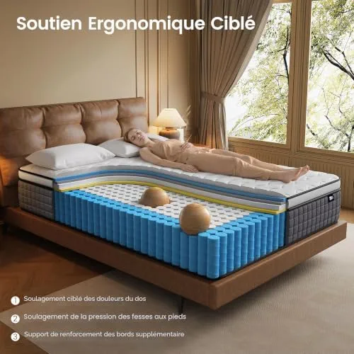 BedStory Matelas 90x190-30 cm - Matelas Ressorts Ensaches - Mousse à Mémoire de Forme - Confort Ferme - Isolation des Mouvements - Matelas Luxe - Soutien Lombaire - Durable & Respirant