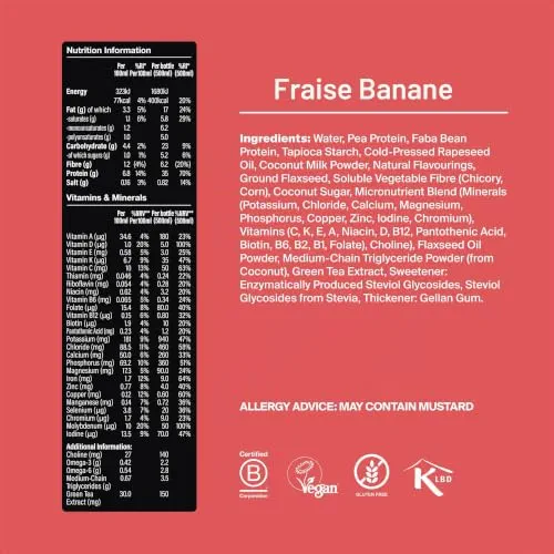 Huel Black Edition Prêt-à-boire, 8 bouteilles de 500 ml, Shakes protéinés, saveur fraise et banane, boisson riche en protéines, 35 g de protéines par bouteille, riche en vitamine D, acides gras