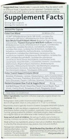 Garden of Life Probiotiques Raw Colon Care 30 Gélules Végétariennes