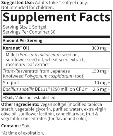 Garden of Life Herbals Complément alimentaire pour la ménopause avec S-equol et trans-resvératrol pour soulager les symptômes multiples, kéranat pour une croissance des cheveux plus épais et plus