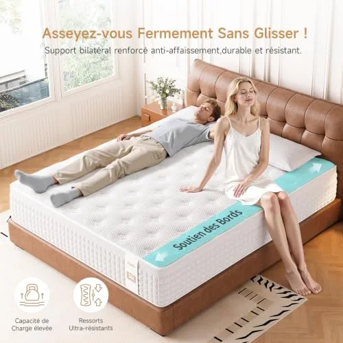 Hieptos Matelas 140x190 cm, Épaisseur 28cm, 9 Zones de Confort, Matelas à Ressorts Ensachés et à Mémoire de Forme, Hybride Matelas,H3 H4 Moyenne Ferme, Doux pour La Peau et Respirant,Soutien Parfait