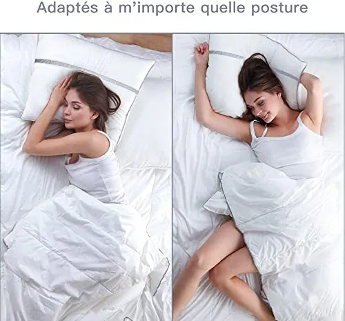 BedStory Oreillers 60x60 Lot de 2, Anti-acarien et Hypoallergénique, Oreiller Gonflant avec Garnissage de 3D Fibre Polyester, Confortable et Respirable, et Peut Utilisé comme Coussin de Canapé