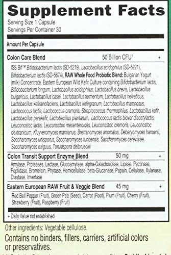 Garden of Life Probiotiques Raw Colon Care 30 Gélules Végétariennes
