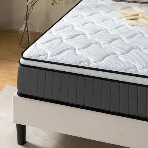 Zinus Matelas 90x190 cm Memoire de Forme Tight Top - Épaisseur 25 cm - Ressorts Ensachés & Mousse Haute Densité - Certification Oeko-TEX - Soutien Ergonomique - Fabriqué Selon Les Normes Françaises