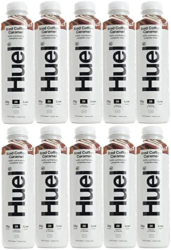 10 x 500 ml Café glacé végétalien Caramel Fruit Boisson Naturel Smoothie Repas Vitamines Minéraux Faible teneur en sucre Jus de protéines