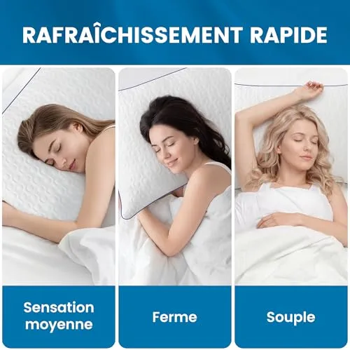 BedStory Oreillers Rafraîchissant - Lot de 2 - Mémoire Forme - 40x60CM