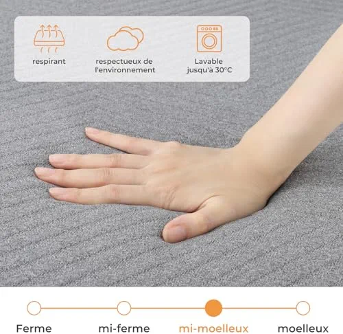 Vesgantti Matelas Pliable 140x190x15cm, Matelas d'Appoint Pliant en Mousse à Mémoire de Forme en Gel, Amovible et Lavable, Idéal pour Voyages, Camping, Lit d'appoint, Oeko-Tex - Gris