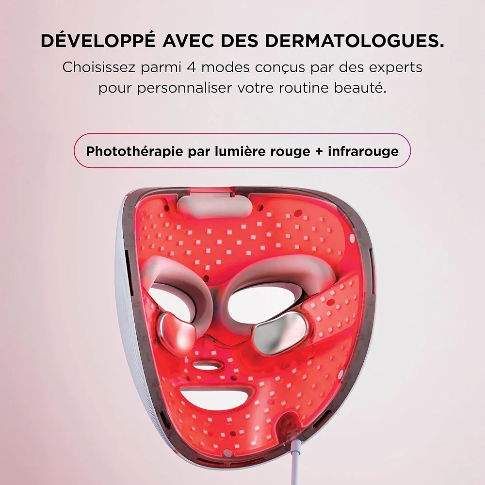 Shark CryoGlow Masque LED Rouge&Bleue, Luminothérapie Infrarouge FW312EUPL