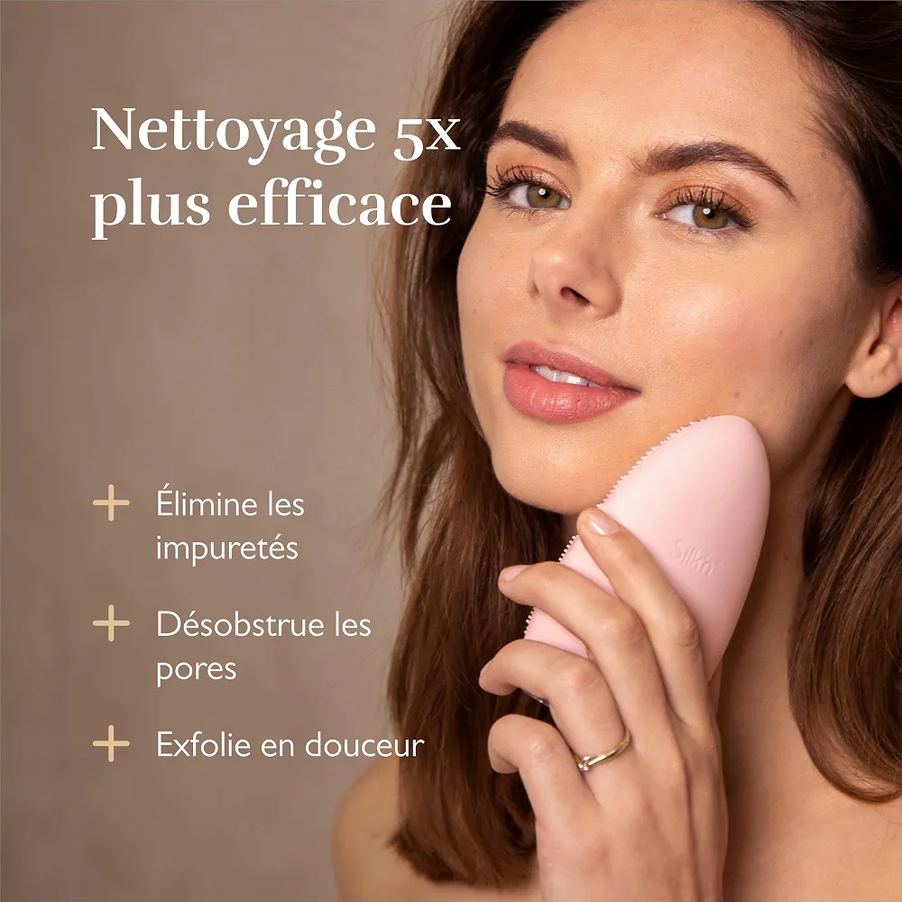 Silk'n - Brosse Nettoyante Visage - Bright - Soins ultra-hygiéniques - Élimine les impuretés - Rose